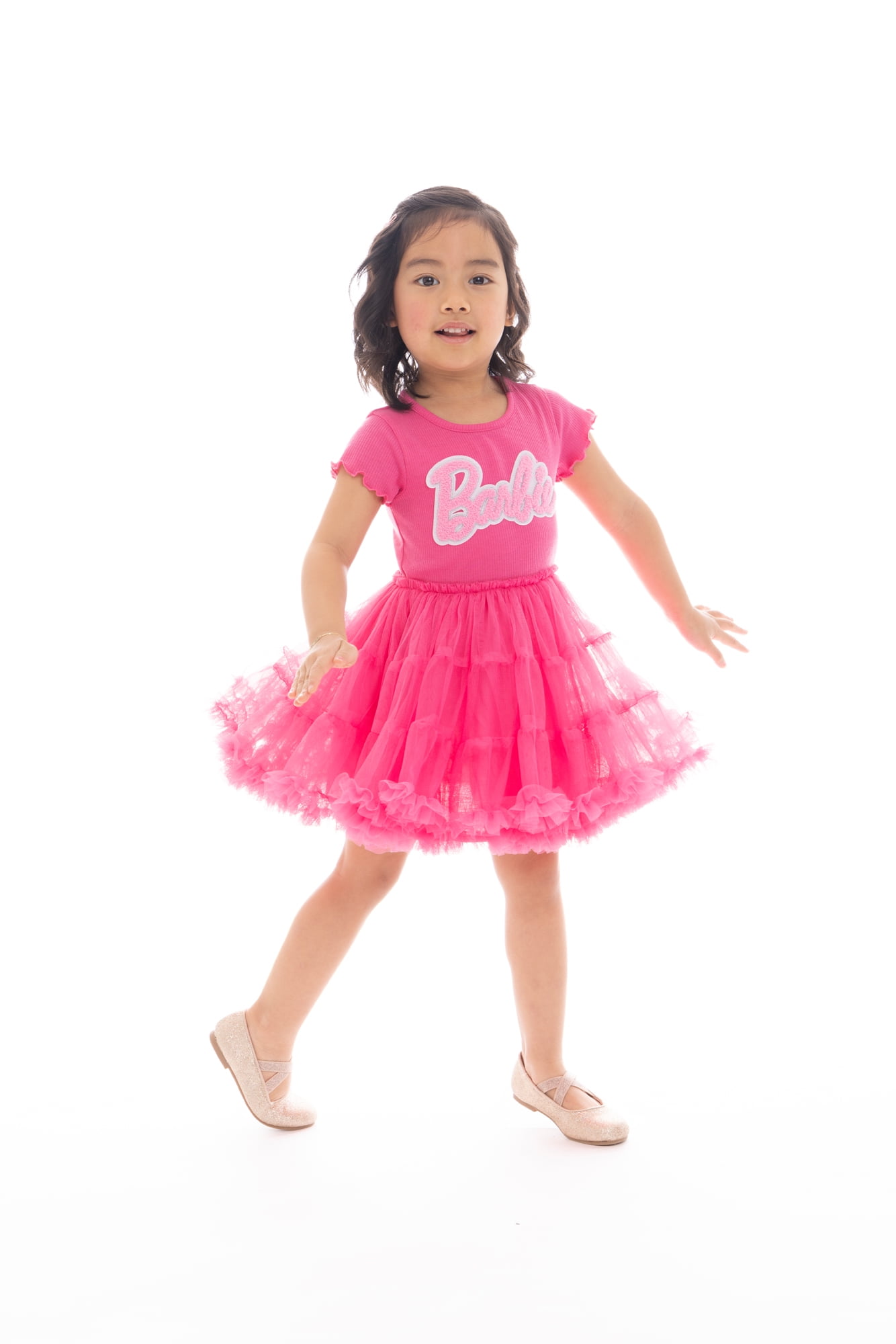 Barbie Toddler Girl Tiered Tutu Dress with Chenille Patch, Sizes 12M-5T