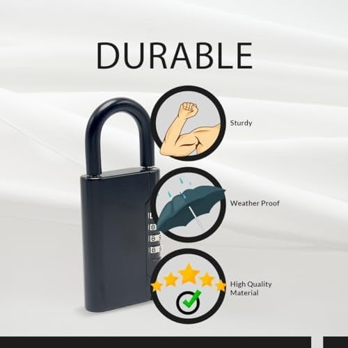 Guard-a-Key Black Realtor's Lockbox Portable Resettable Hanging Key Safe Combination Lock Box for House Keys, Realtors, Vacation Rentals, Black