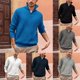 thumbnail image 5 of Mens Long Sleeve Stand-Up High Collar Shirt Slim Fit Knit Zip T Shirt Tops Tee, 5 of 8