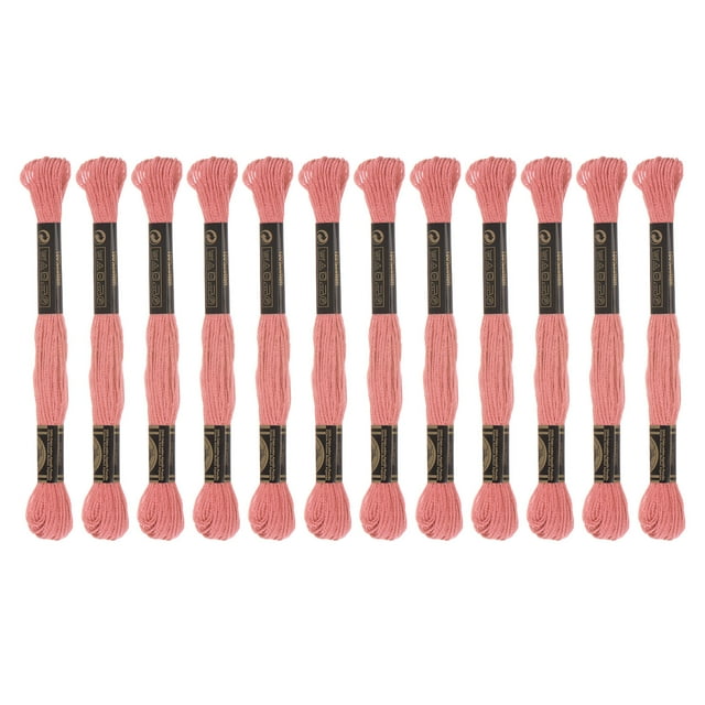 Unique Bargains Fil à Broder Rose Foncé, Coton Fibre de 8 m de Long - 12 Écheveaux