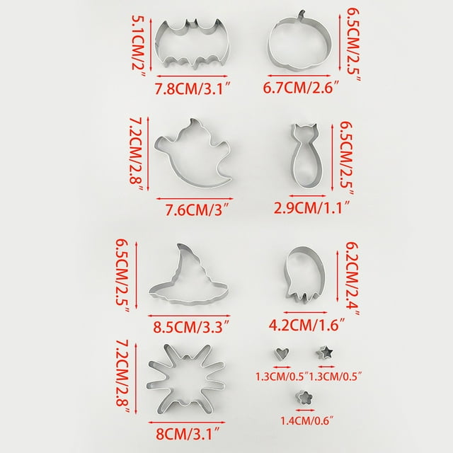 EGNMCR Cake Mold 10PCS/set Stainless Steel Molds For Halloween Cake Baking DIY Tool Set Halloween stencil