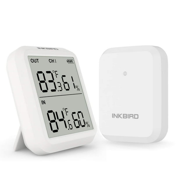 Thermomètre extérieur intérieur avec capteur sans fil Moniteur de  température numérique Mètre Max & Min Record Grand écran LCD pour le bureau  de la chambre à coucher à la maison (1 capteur