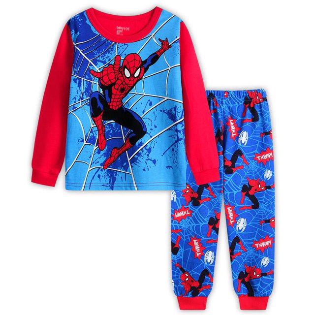 Conjunto de pijamas de manga larga para niños y niñas, ropa de dormir de dibujos animados de superhéroes, 2-7T, 2022