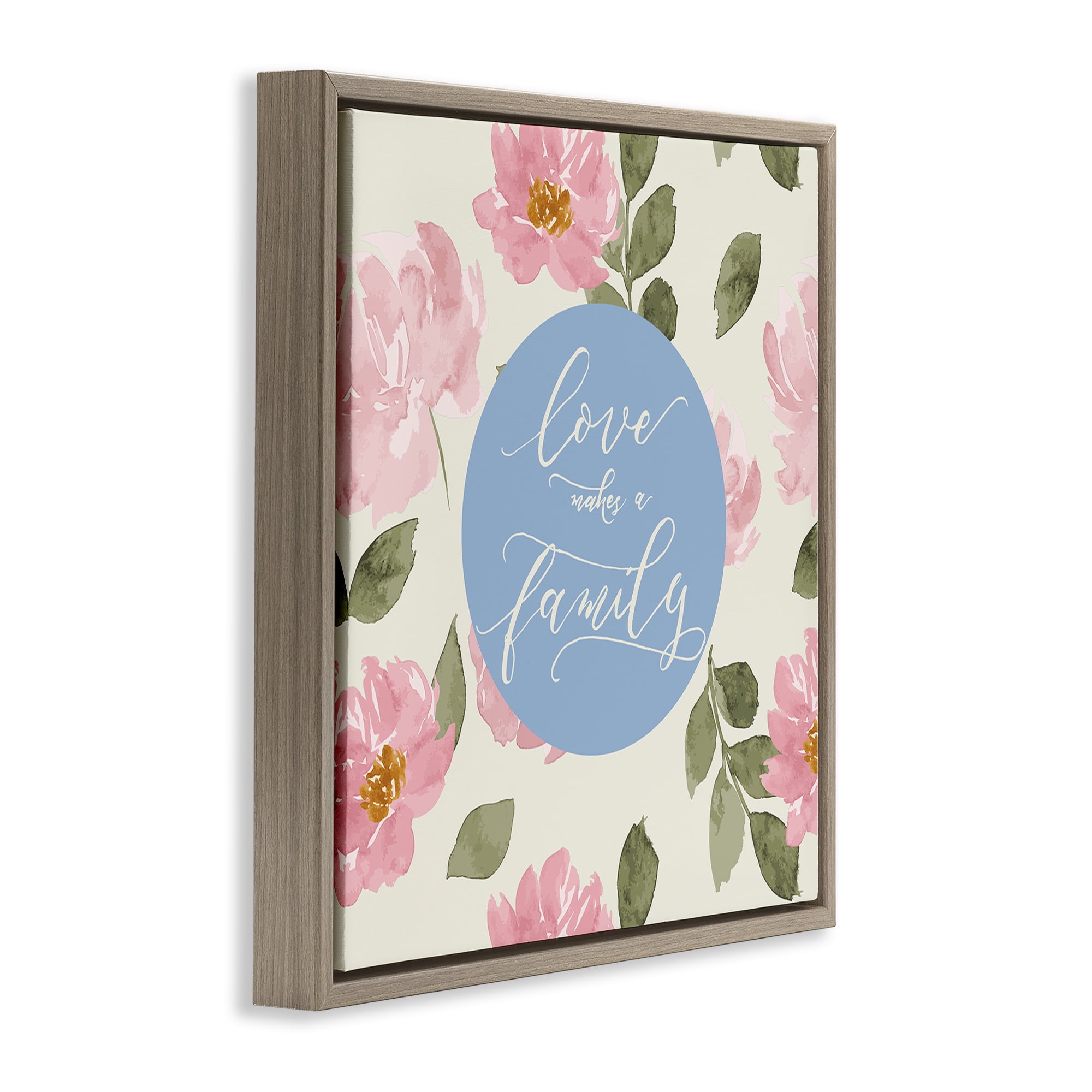 Stupell Industries Love Makes Family Plants & Flowers Painting Brown Floater Framed Canvas Art Print Wall Art, 18 x 18