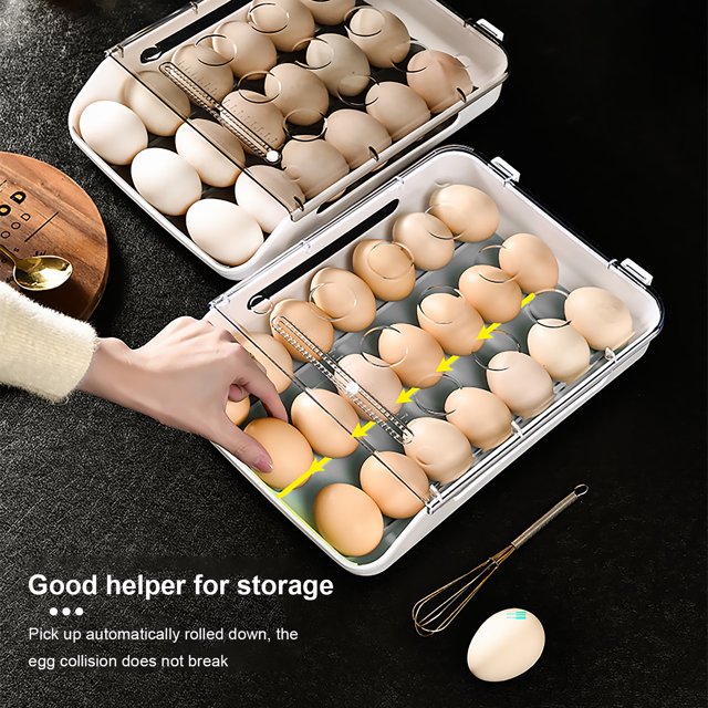 Batería de Cocina Soporte para huevos para refrigeradorbandeja para 21 huevosdispensador de huevos (gris) Likrtyny Libre de BPA