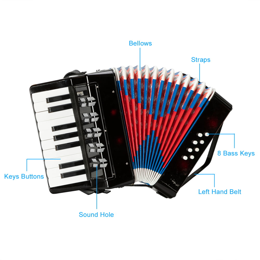 iFCOW Child Accordion 17 Key 8 Bass Piano Accordion Celluloid Edging Musical Instrument for Beginners Students Green 