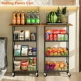 thumbnail image 6 of Kitchen Microwave Cart with Fruit Baskets, 4 Tier Microwave Table Stand with Storage, Kitchen Shelf on Wheels Small Rolling Cart Organizer Rack for Pantry, Living Room, Bathroom, 6 of 12
