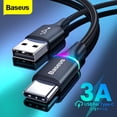 thumbnail image 2 of Cable USB tipo C con iluminación LED Baseus, cargador de carga rápida, Cable de datos Micro USB para Samsung, Xiaomi, Redmi, teléfono, Cable USBC de 3M Tan Jianjun unisex, 2 of 2