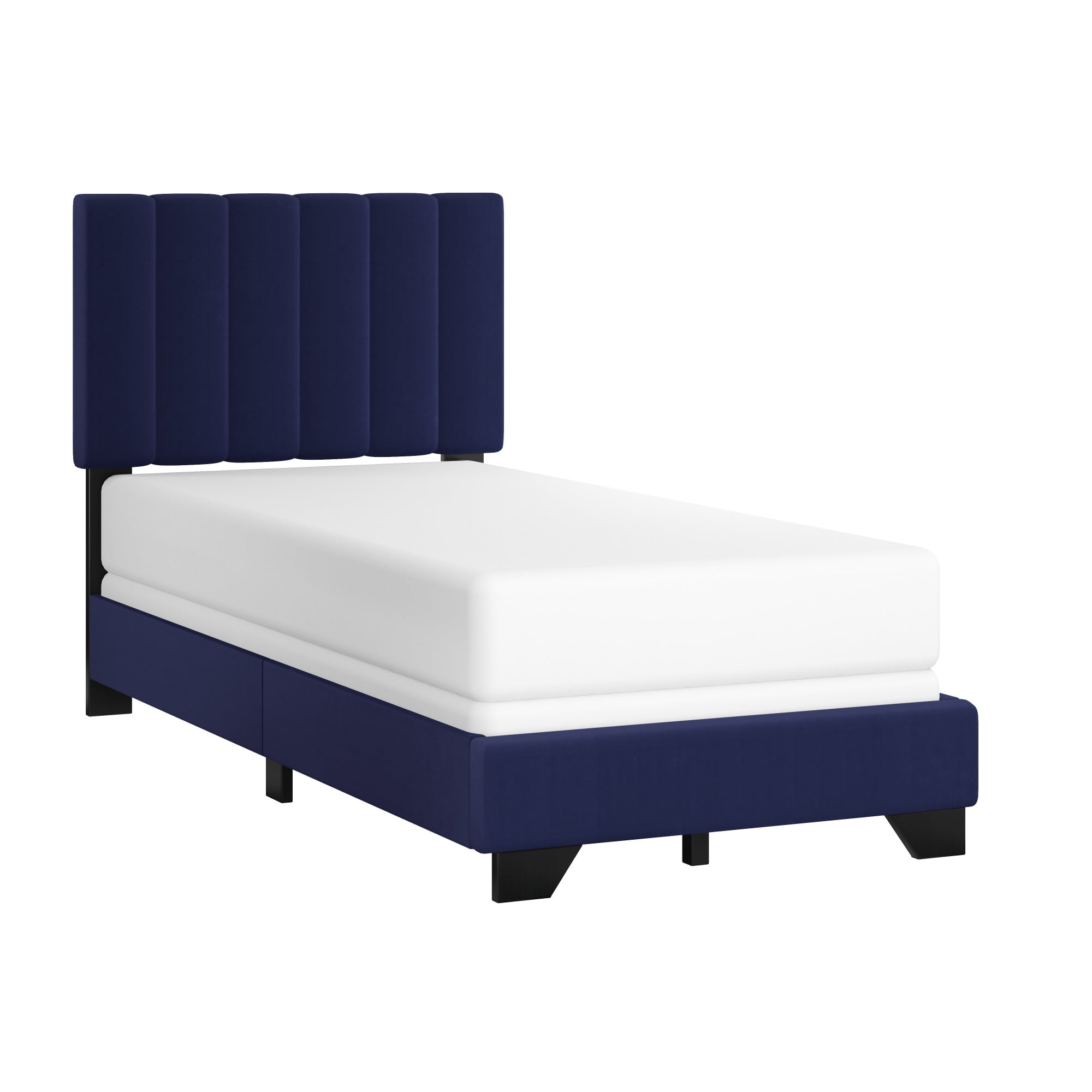 Reece Channel Stitched Upholstered Twin Bed, Sapphire, by Hillsdale Living Essentials