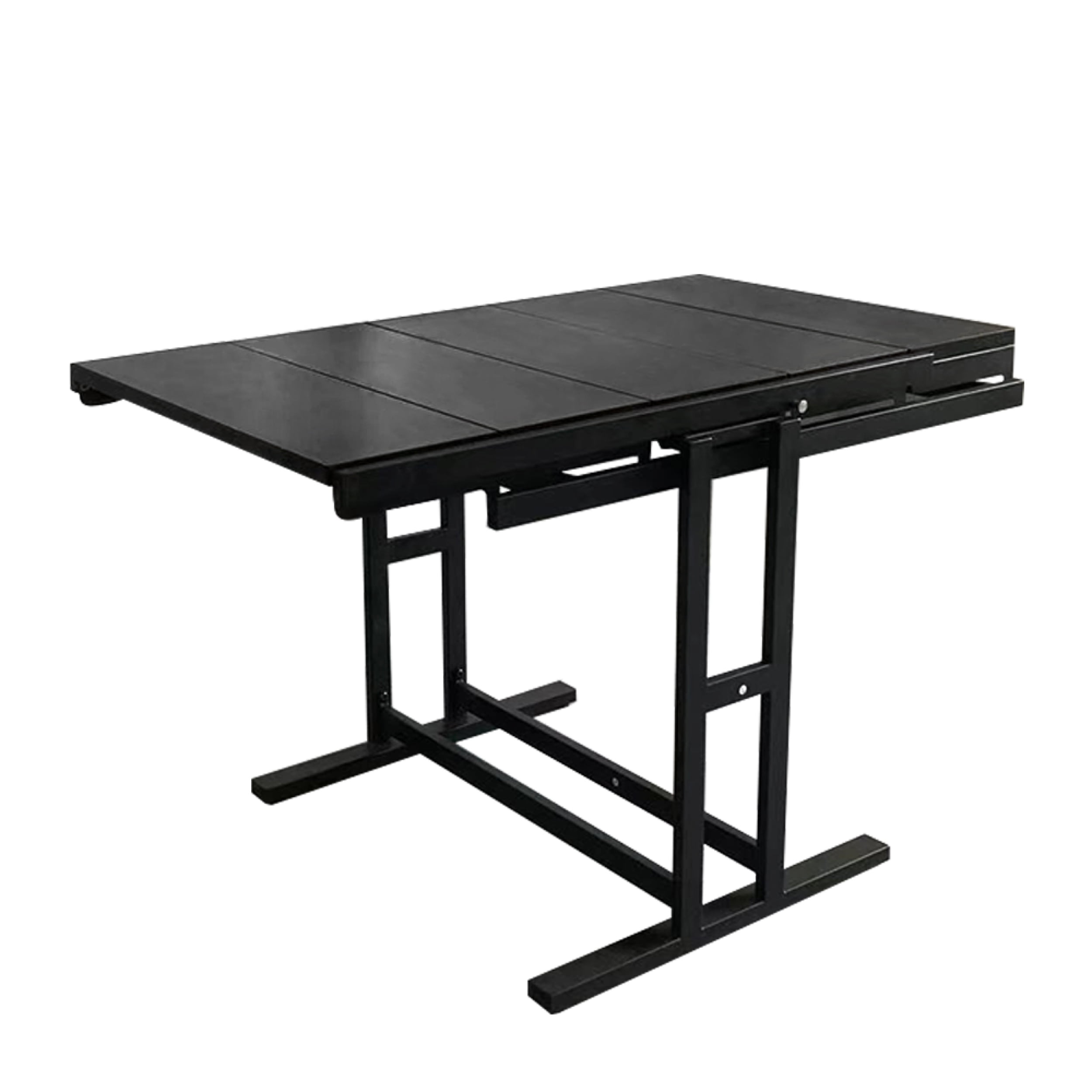 Wood Dinner Table Multifunctional Folding Conversion Table Black