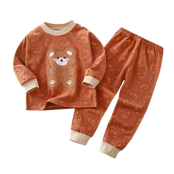 Bovxnpu Boys Girls Outfits Set 2 Piece Loungewear Set, Girls Long Sleeve Shirt and Pants Set for Toddlers Girls Fall Clothes Home Clothes 9 Months