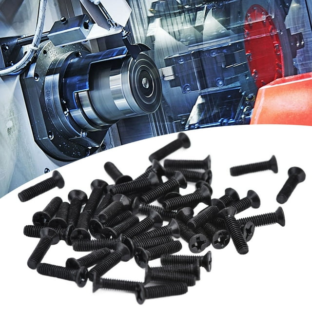 Hex Screws, 50Pcs Countersunk Cross Screws Ssd Screws Countersunk Cross Screws DIN 965 Black Galvanized Machine Screw Assortment Kit
