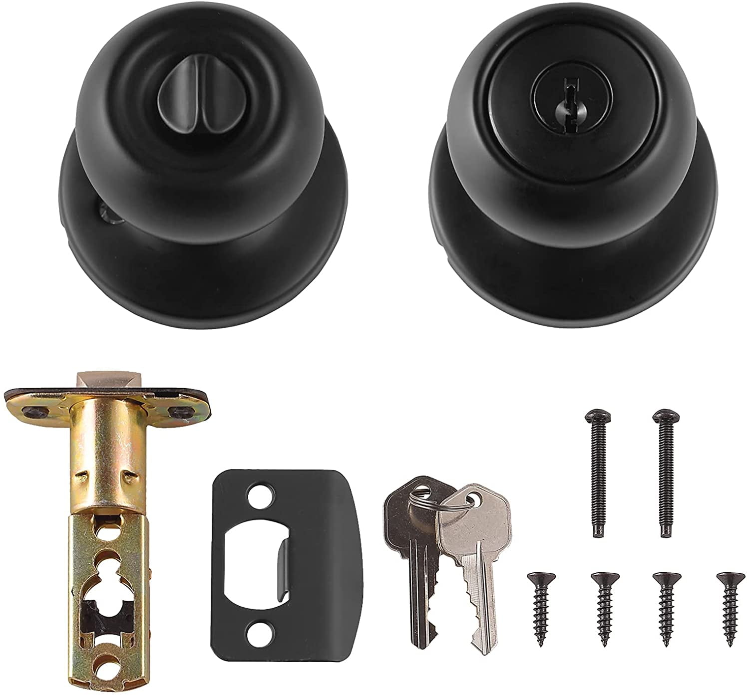 Exterior Door Knob With Lock, Coastal, Easy to Install, Matte Black