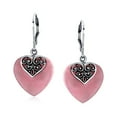 thumbnail image 2 of Bling Jewelry Womens Hearts Bali  Dangle Gemstone Earrings Pink Aqua, 2 of 4