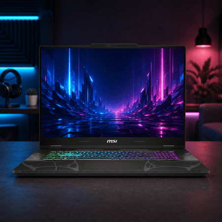 msi Cyborg A15 AI 15.6" FHD 144Hz Gaming Laptop, Intel Core 5 210H, NVIDIA GeForce RTX 5060, 32GB DDR5 RAM, 1TB NVMe SSD, RGB Backlit, Wi-Fi 6E, USB-C, Translucent Black, Windows 11