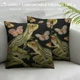 thumbnail image 3 of COMIO  Cozy Throw Pillow Cover Vintage Frogs Lotus Flowers and Butterfly Decorative Square Pillowcase Throw Cushion Case for Bedroom, Living Room, Sofa, Couch and Bed, 3 of 5