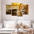 thumbnail image 2 of Elephant Stock Lion In African Safari Wall Art - Horizontal Multi Panel Canvas - Living Room Wall Decor - Animal Multi Panel - Orange And Brown Decor - 52" x 32", 2 of 4