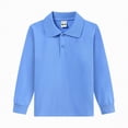 thumbnail image 5 of NIEWTR Boys Long Sleeve Polo Shirt Kids Casual Lightweight Collared School Uniform Shirts（A01-Blue,11-12 Years), 5 of 5