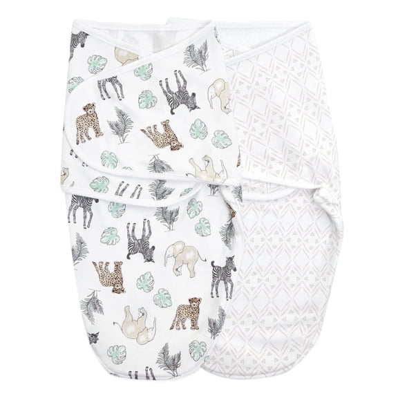 aden   anais Essentials Wrap Swaddles, Cotton, Toile Jungle, Multicolor, Unisex, Newborn, 0-3 M, 2-Pack