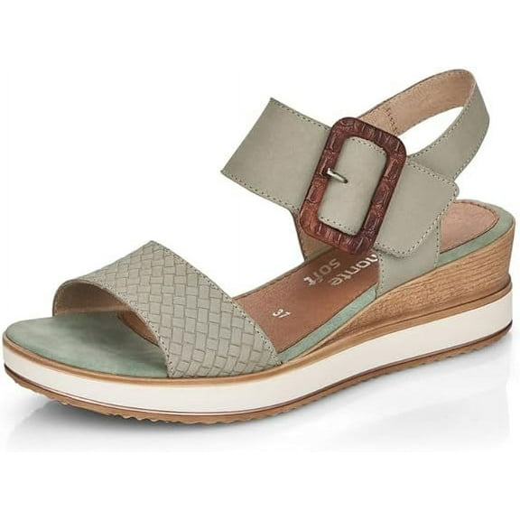 Remonte Women's D6453-52 Jerilyn Wedge Sandal, Green, 37 EU