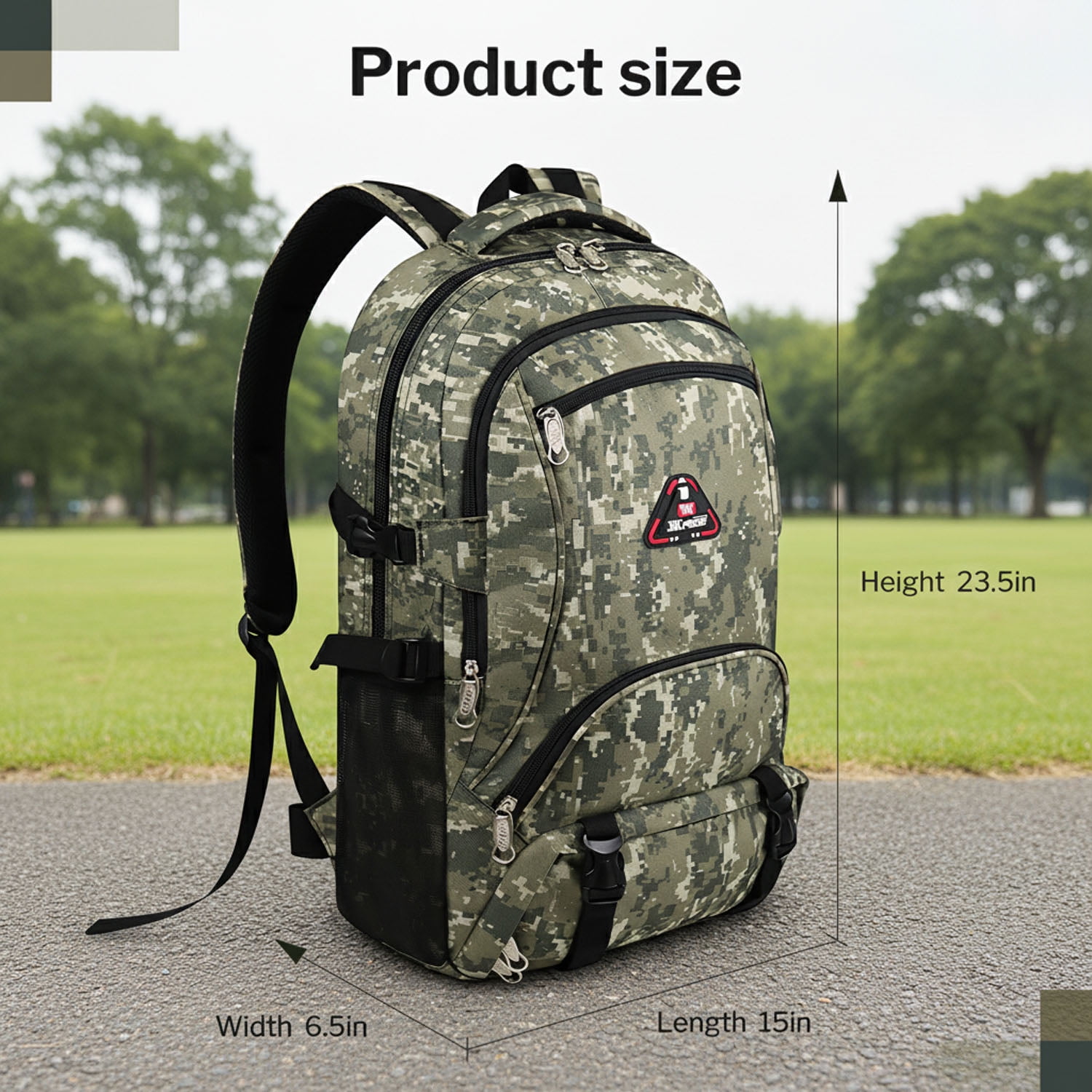 New York Xpress Camo Backpack for Adults 40L Multi-Pocket Backpack for Travel Work Hiking, Light Khaki - BP8023