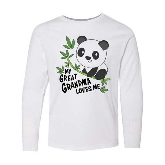 Inktastic My Great Grandma Loves Me- cute panda Long Sleeve Youth T-Shirt
