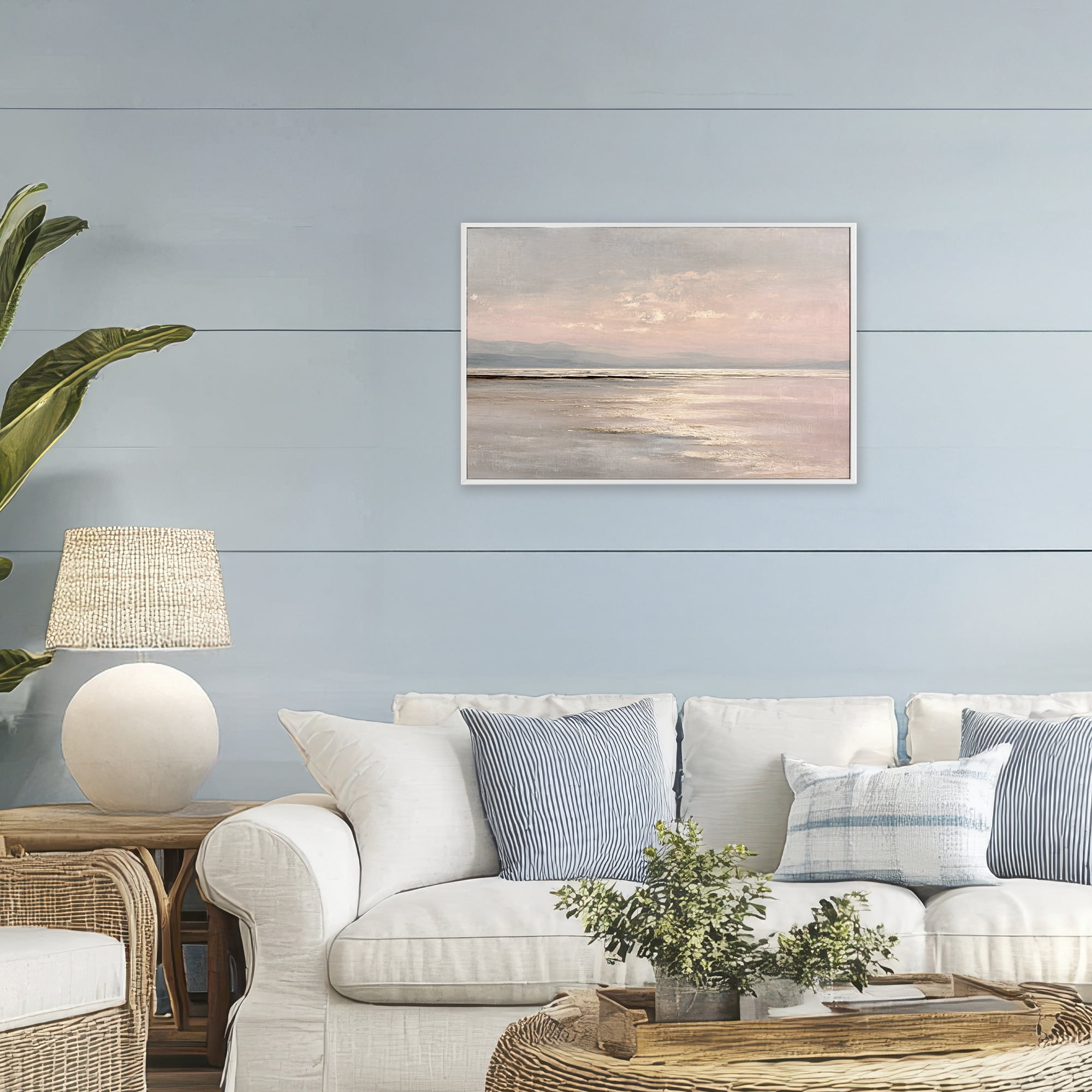 Stupell Industries Vast Blush Seascape White Framed Giclee Art, design by Jacky Ngan