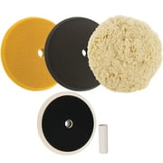Foam Wool Buffing Polishing Pad Kit, 3 - 8" Polish Buff Pads Grip Backing Plate
