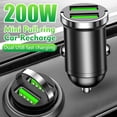 thumbnail image 4 of 50W/200W Dual Port USB Car Phone Charger, Fast Charging Accessory with Intelligent Power Delivery, 100W Per Port PD Output for Mobile Devices, Black, 4 of 8