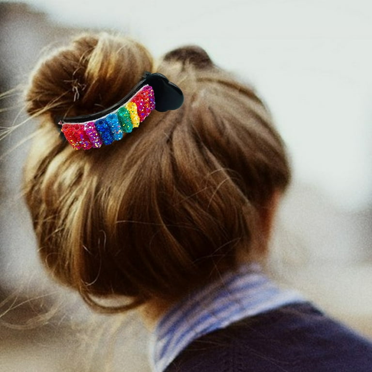 Fashion Rainbow Bangs Hair Clips Acrylic Resin Hairpin Bundle Hair