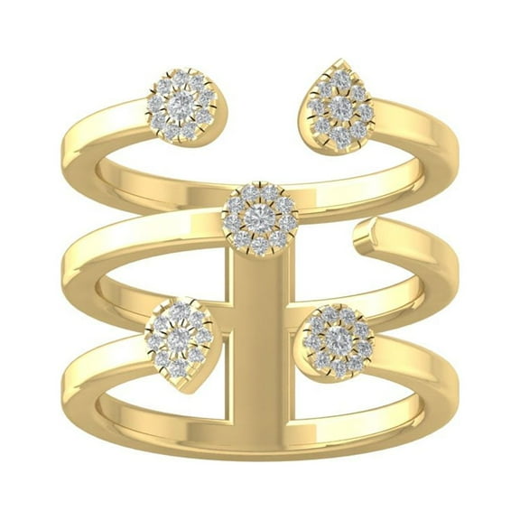 ARAIYA FINE JEWELRY 10K Yellow Gold Round Lab Grown Diamond Open space Band Ring (1/4 cttw, VS Clarity, D-E Color) Size 5.5