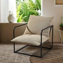 BedLuxury Accent Chair Metal Framed Armchair with Shredded Foam Cushioning for Living Room, Oatmeal