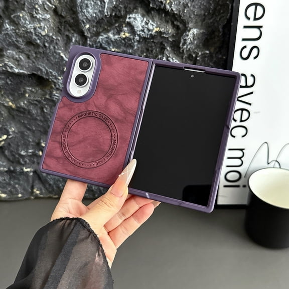 for Samsung Galaxy Z Fold 8 Case, Compatible with Magsafe, Strong Magnetic Shockproof Protective Slim Fit Anti-Slip Shockproof Phone Case Cover, Winered