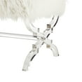 thumbnail image 6 of Inspired Home Nelly Faux Fur and Acrylic Ottoman X-Leg Stool, Cream White, 6 of 8