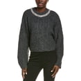 thumbnail image 3 of Endless Rose womens  Jewel Embroidered Fuzzy Cable Chunky Wool-Blend Sweater,, 3 of 4