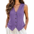 thumbnail image 3 of Womens Vest Top - Cotton Linen Shirts Summer 2026 Button Down Tank Tops Business Casual Boho Sleeveless Blouses, 3 of 7