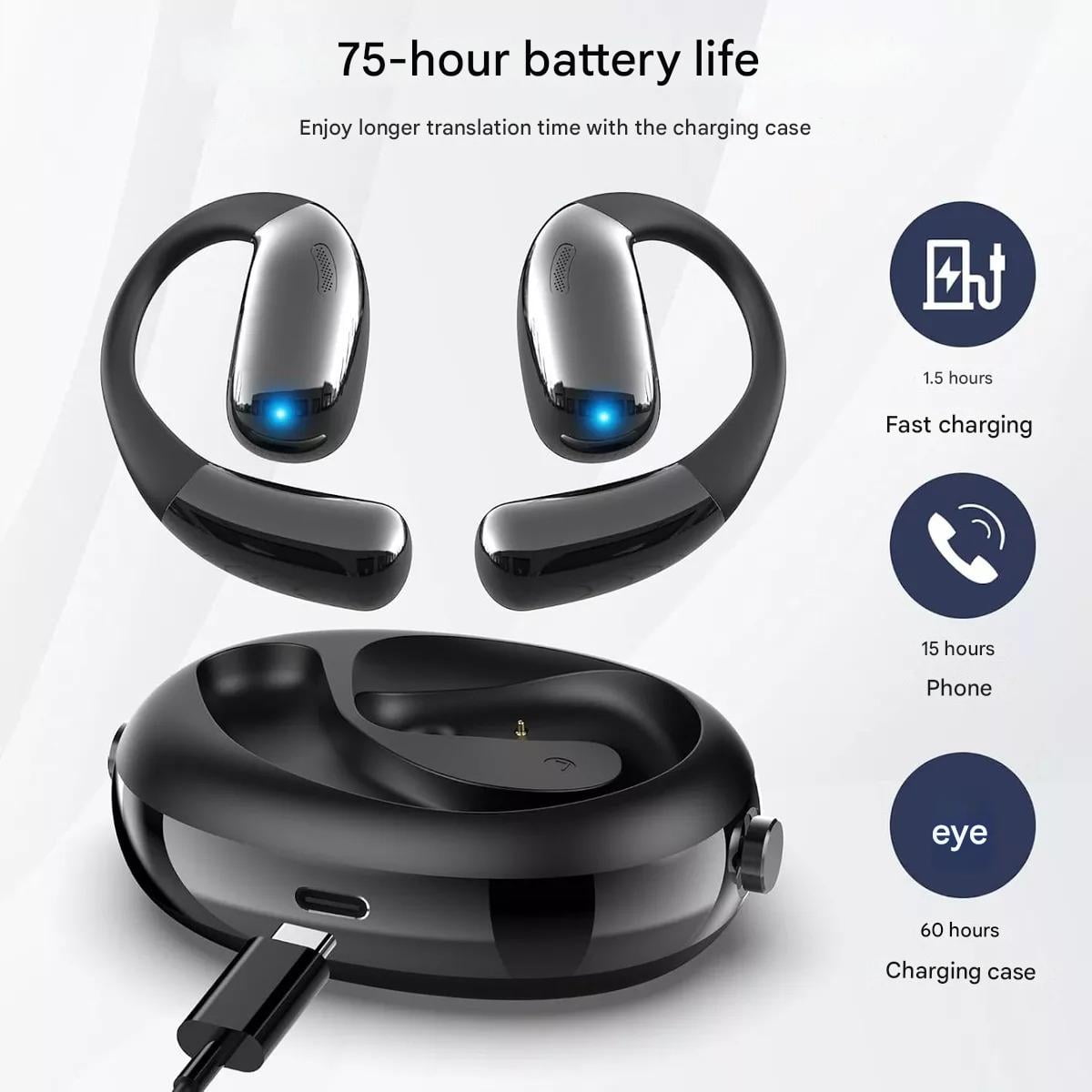 Wireless Freedom & Open-Ear Comfort: Sports-Ready Bluetooth Earbuds with Secure Fit – Compact, Sweatproof Design & Long-Lasting Battery for Active Lifestyles