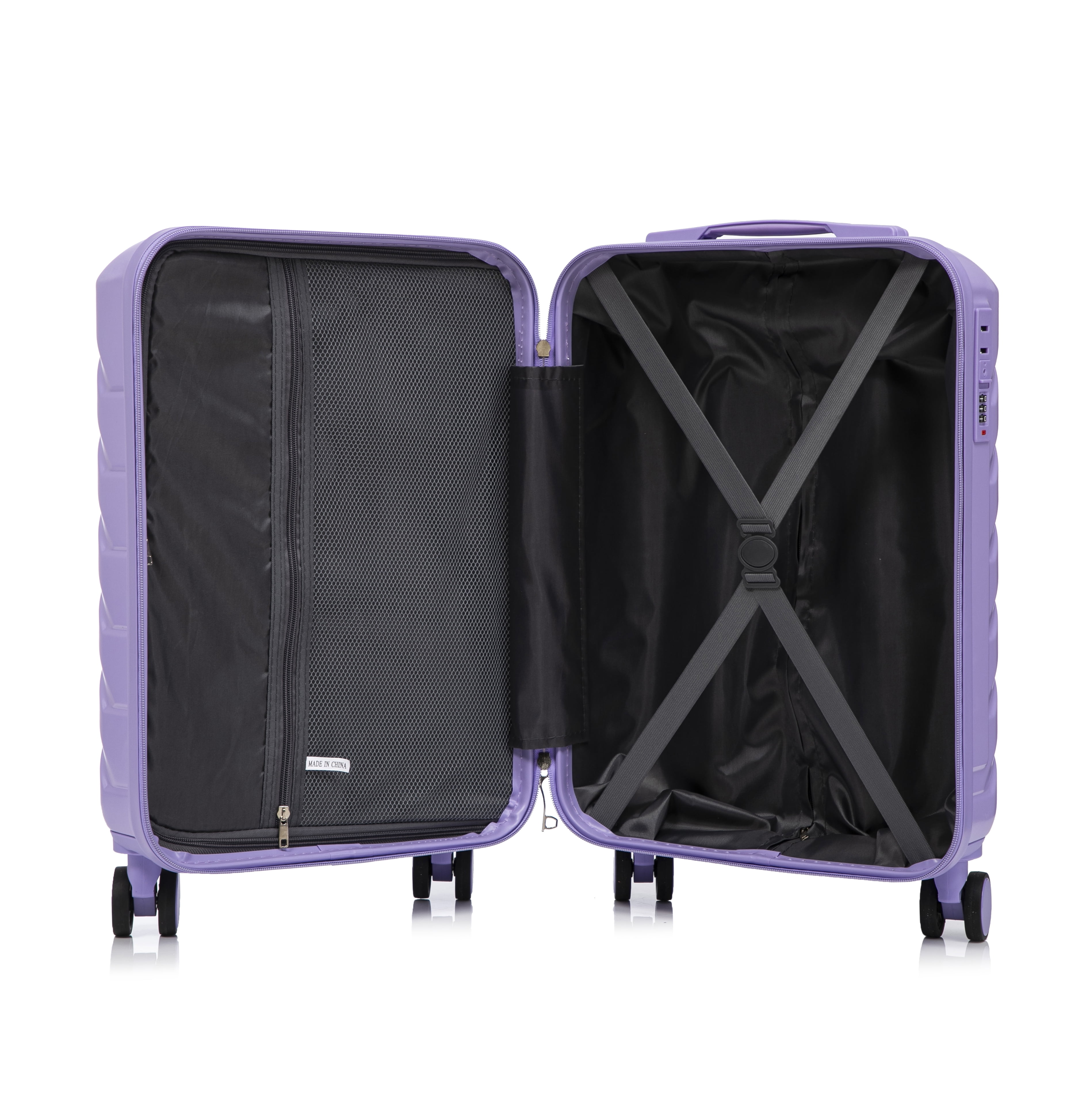Leumius Hardside Carry on Luggage with Spinner Wheels, Hard Shell ABS Suitcase, 20-Inch Lightweight Expandable Rolling Luggage,Purple