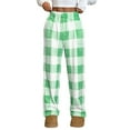thumbnail image 2 of Pajama Pants Women Comfy Pj Bottom with 2 Pockets No Drawstring Plaid Sleepwear Green S, 2 of 7