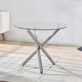 thumbnail image 5 of SICOTAS 5 Piece Round Dining Table Set, Modern Kitchen Table and Chairs for 4 Person,Dining Room Table Set with Clear Tempered Glass Top, Dining Set for Dining Room Kitchen (Table + 4 Black Chairs), 5 of 5