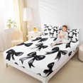 thumbnail image 4 of Feelyou Fashion Black Bow Queen Sheet Sets, Cool Girl Ribbon Style Bed Set, 4 Pieces, 4 of 7