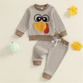 thumbnail image 2 of TOWED22 Toddler Baby Boy Fall Clothes Printed Long Sleeve Pullover Sweatshirt Tops Joggers Pants Set Winter Outfits Size:18-24 M,Color:Brown, 2 of 8