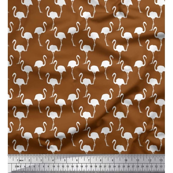 Soimoi Georgette Viscose Fabric Flamingo Bird Print Fabric by Yard 42 Inch Wide