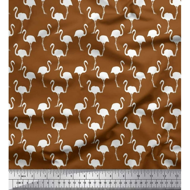 Soimoi Rayon Fabric Flamingo Bird Print Fabric by Yard 56 Inch Wide