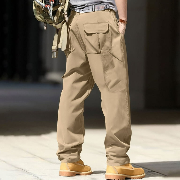 Mens Tactical Pants - Ripstop Cargo Work with Zipper Security