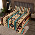 thumbnail image 2 of Western Quilt Set Geometric Aztec Bedspread Set King,Southwestern Coverlet Set Geometry Diamond Quilted,Retro Exotic Stripes Western Home Decor, 2 of 3