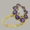thumbnail image 2 of LBG British Made 10k Yellow Gold Real Genuine Opal & Amethyst Womens Statement Ring - 33 size options - Size 5.75, 2 of 6