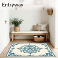 thumbnail image 3 of ODIKA 8'x10' Machine Washable Non-Slip Area Rug, Baroque Blossom Medallion Motif with Vintage Scrollwork Accents High Traffic Rug with Pad, Blue, 543733, 3 of 8