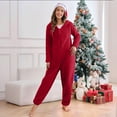 thumbnail image 6 of pstuiky Womens Christmas Pajamas Cozy Fleece Hooded Jumpsuit Pajamas Long Sleeve Christmas Family Matching Lounge Wear for Mom Winter Home Sleepwear Set, 6 of 8