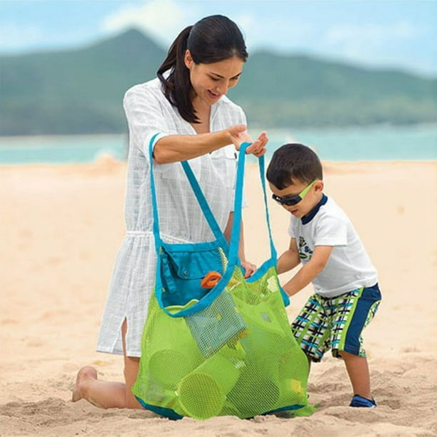 Bolsa de playa de malla bolso de playa bolsa de juguetes de playa con bolsillo extra grande juguetes de playa para ninos almacenamiento rapido al aire libre JM Walmart en linea